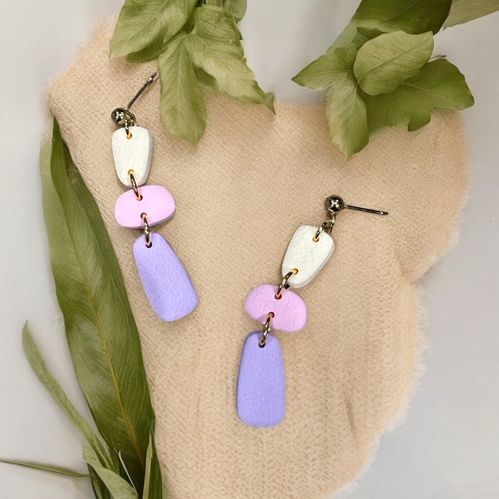 Boho Pastel Dangle Earrings- Polymer Clay